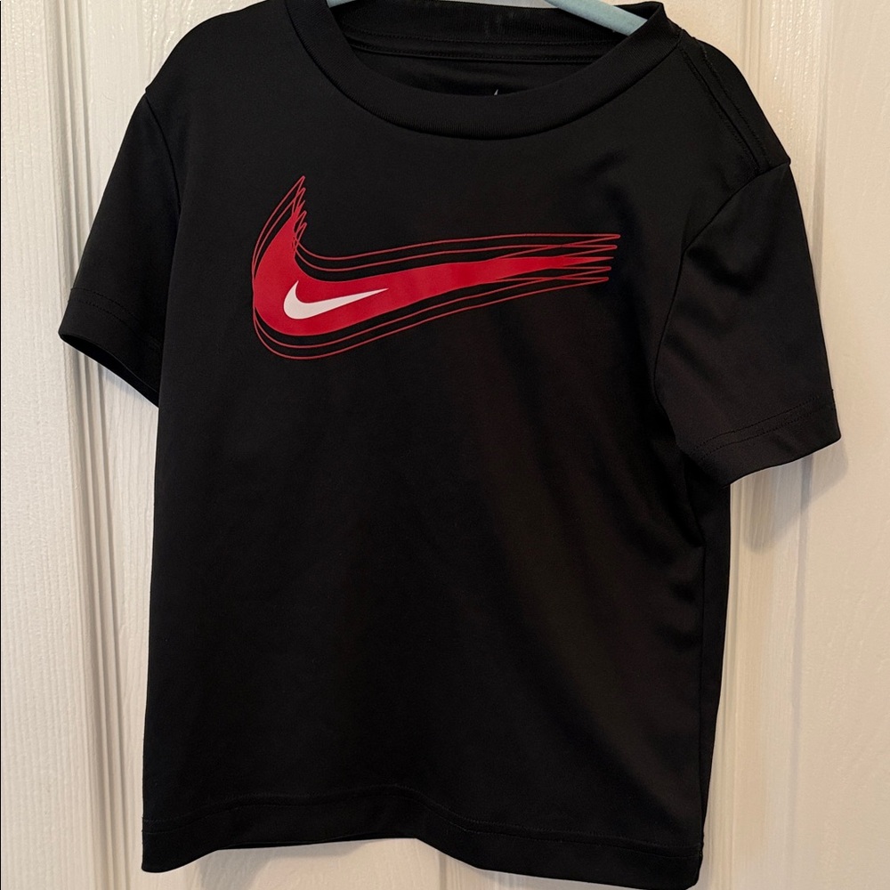 Nike Kids Black Tee with Red Swoosh